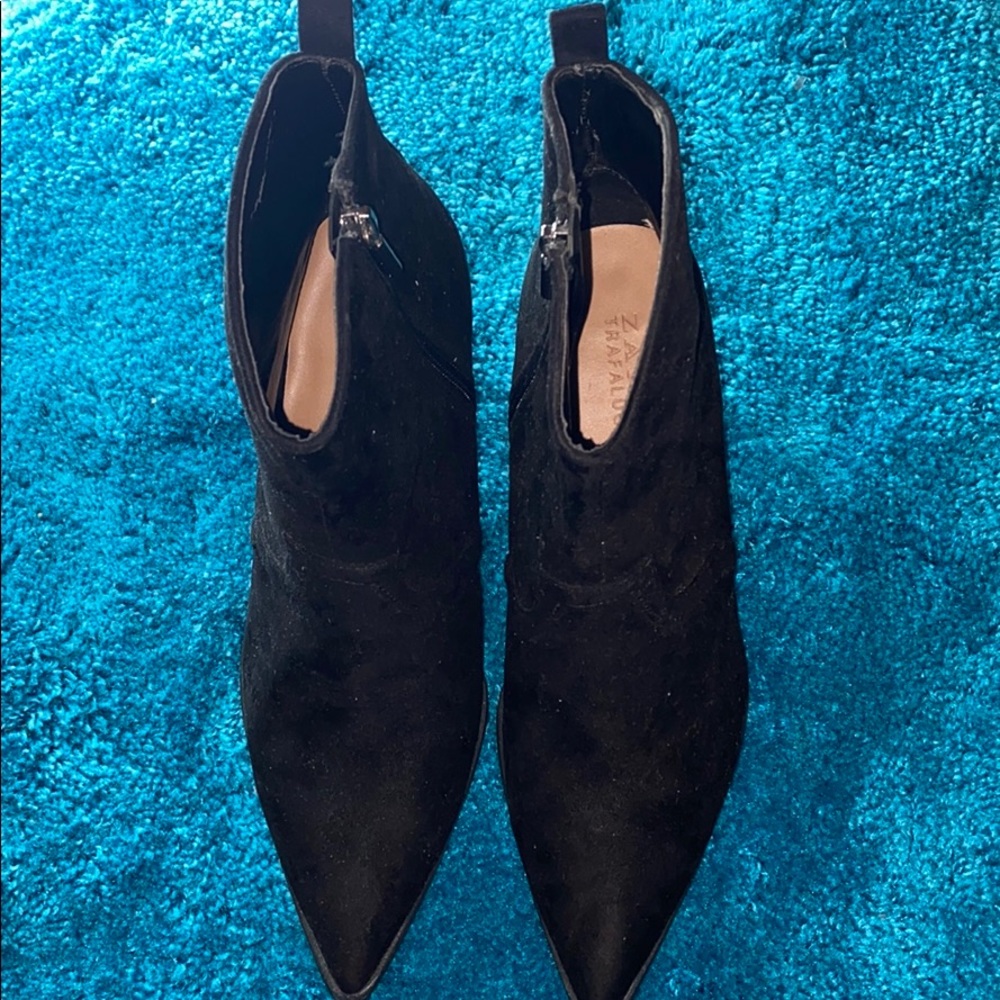 Zara  Trafaluc Black Suede Boots